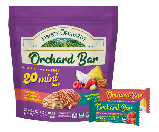 20 mini Orchard Bars (Strawberry & Walnut, Pineapple & Macadamia) - Liberty Orchards