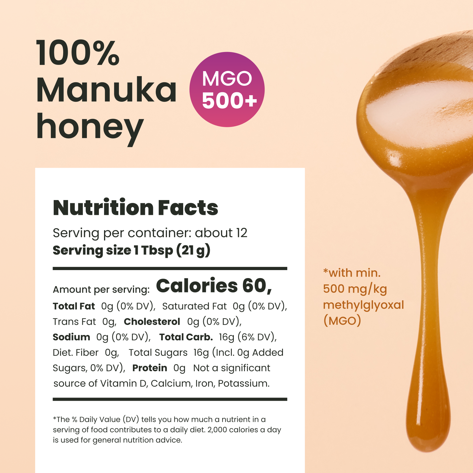8.8oz MGO 500+ Manuka raw Honey - Liberty Orchards