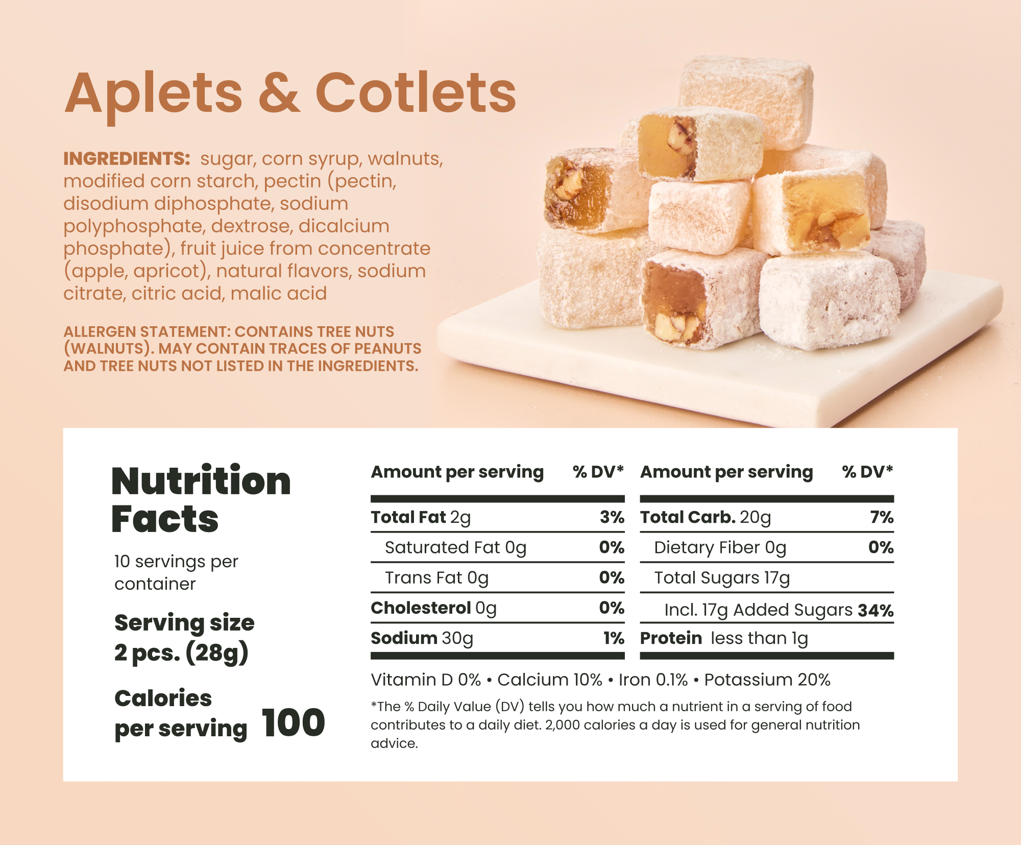 Underside view of wrapped Aplets & Cotlets candies in festive packaging