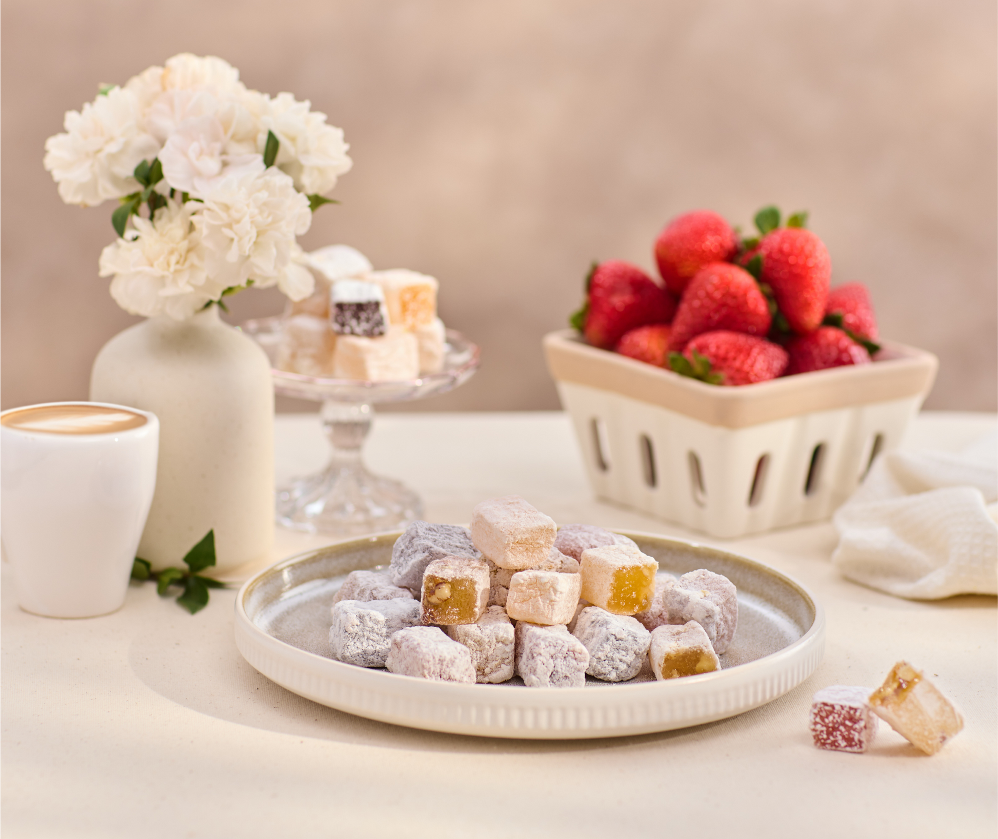 Assorted Fruit Delights candies unwrapped – showing vibrant fruit colors and walnut pieces