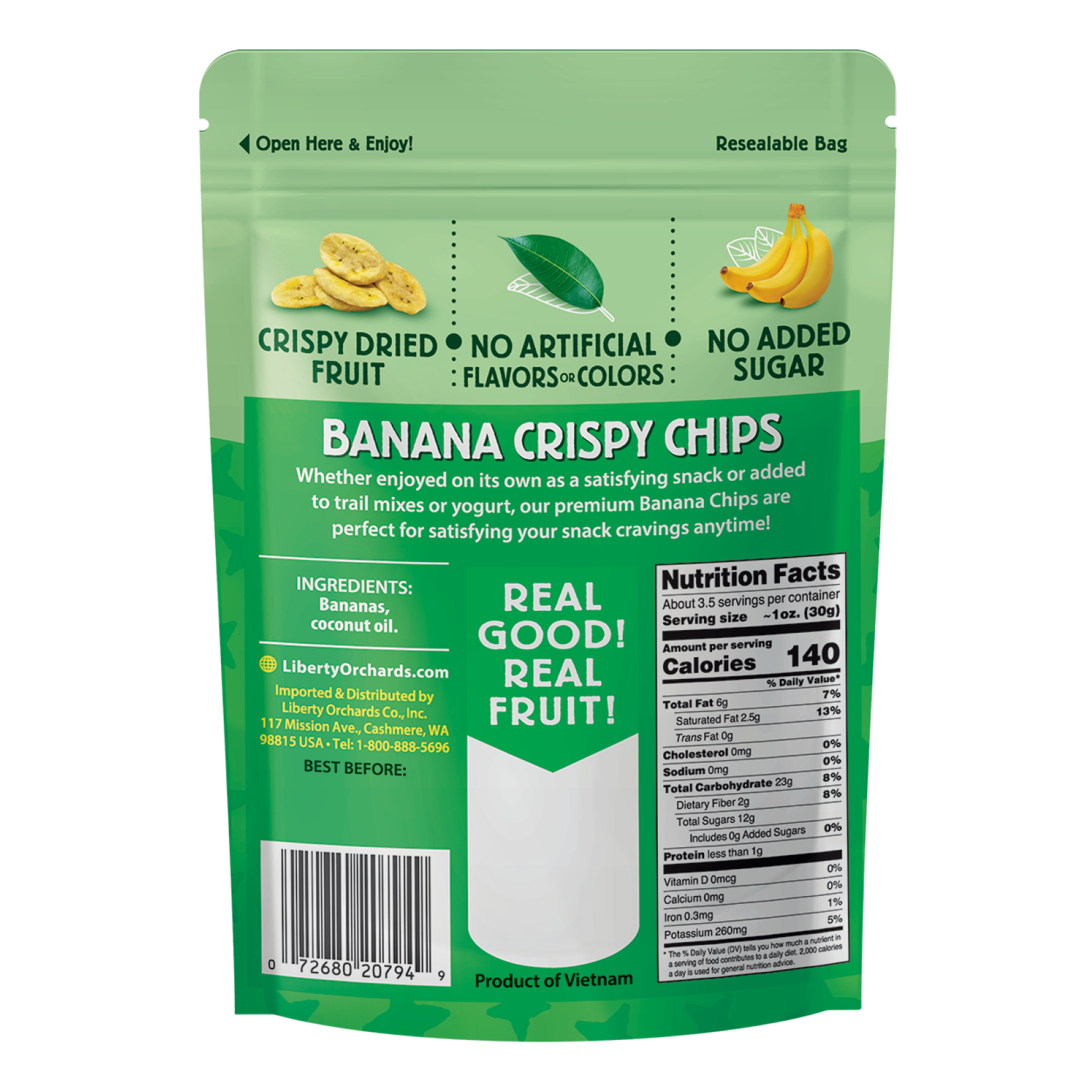 Crispy Dried Banana chips - Liberty Orchards