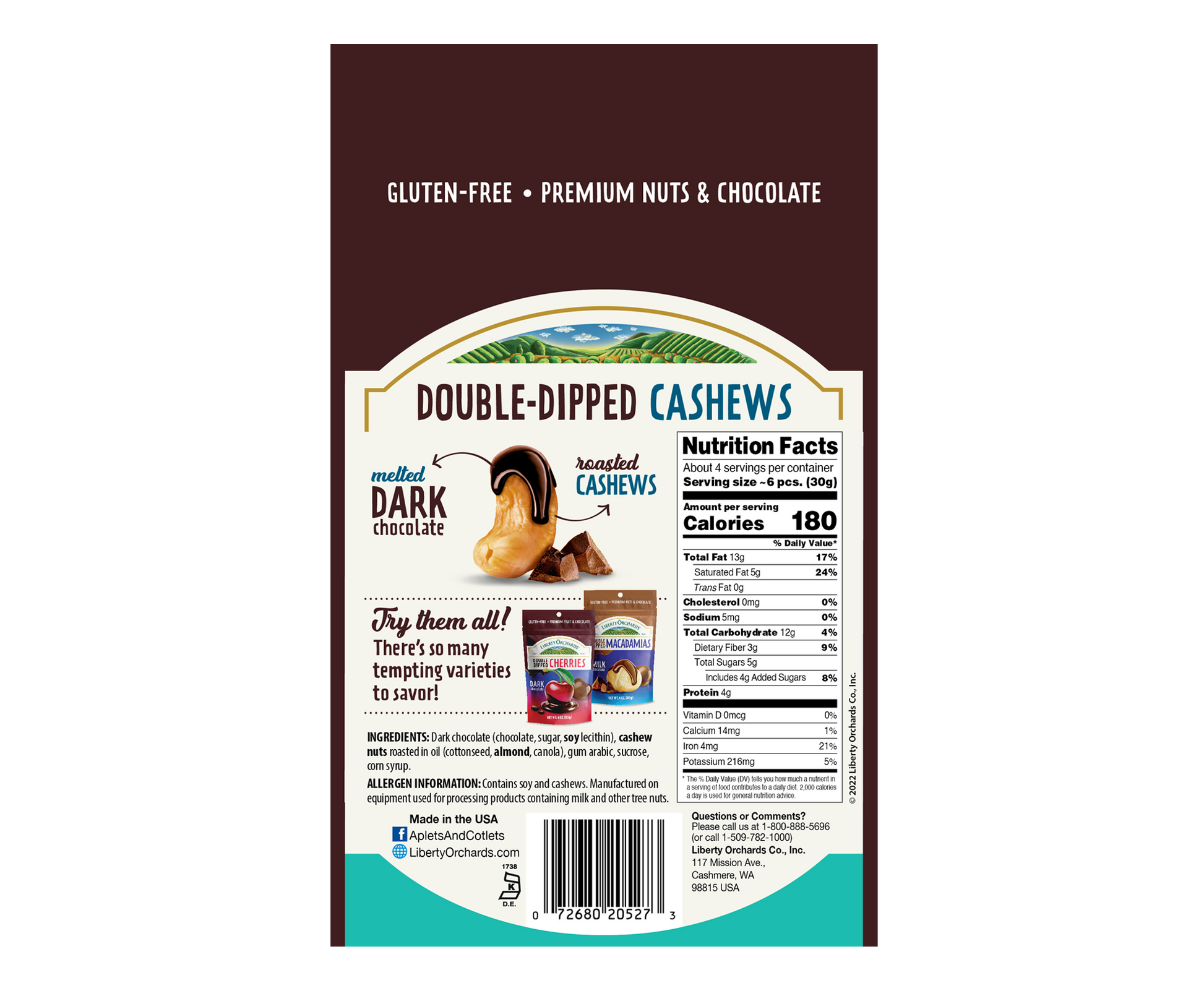 Dark Chocolate Cashews - Liberty Orchards