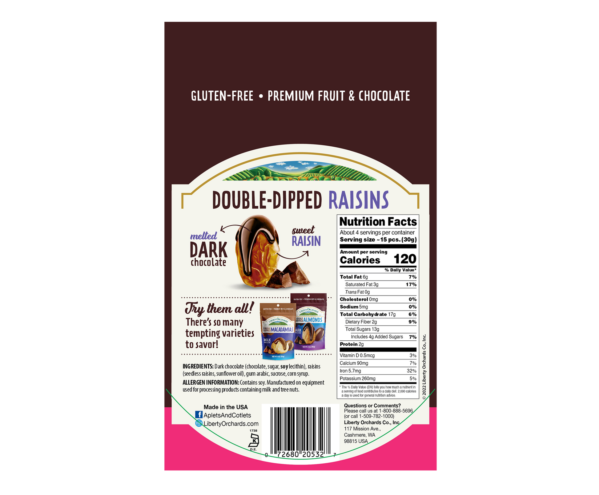 Dark Chocolate Raisins - Liberty Orchards