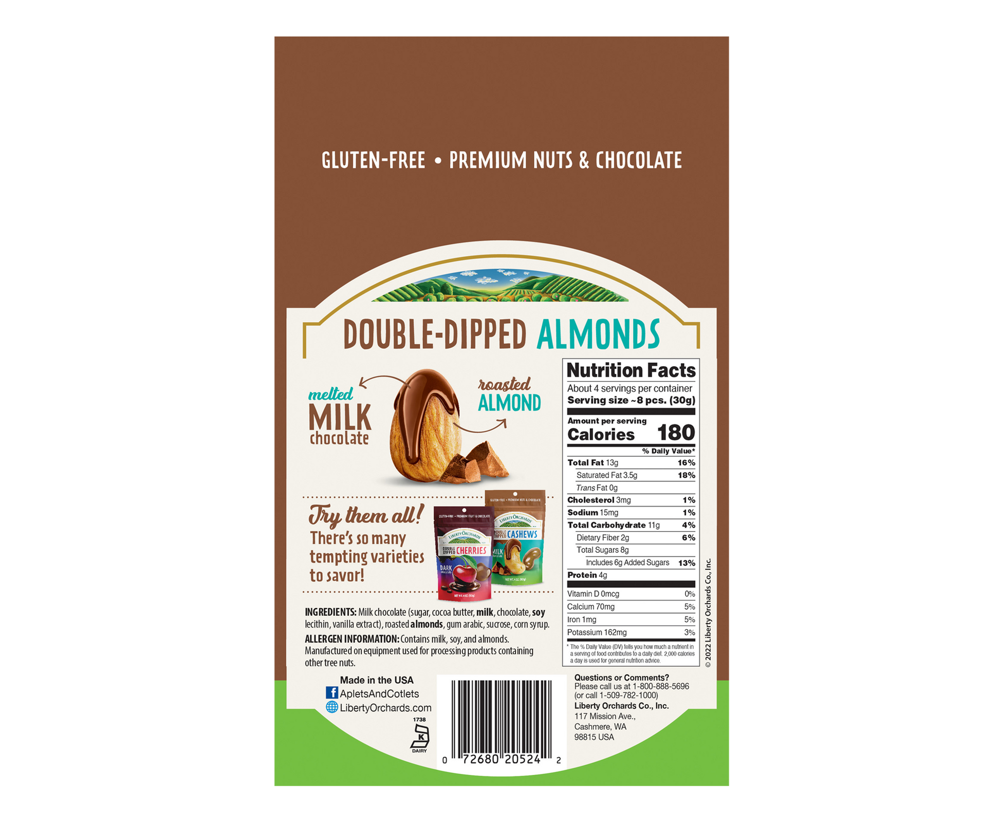 Milk Chocolate Almonds - Liberty Orchards