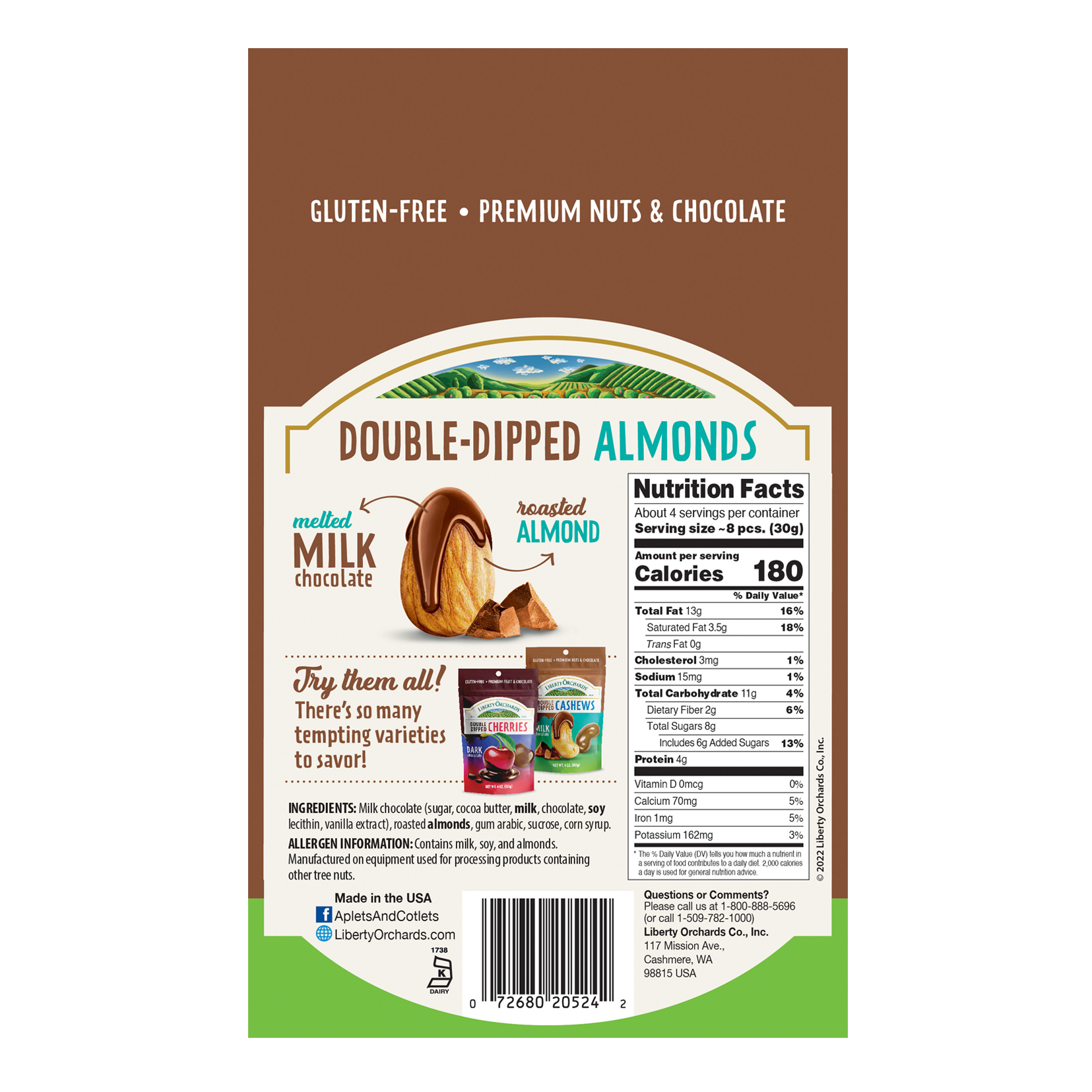 Milk Chocolate Almonds - Liberty Orchards