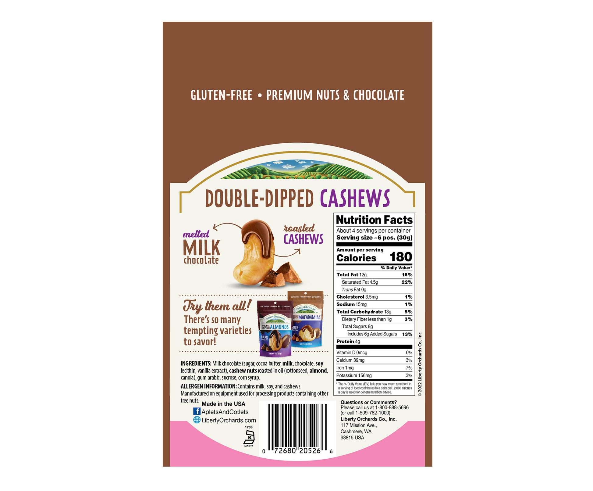 Milk Chocolate Cashews - Liberty Orchards