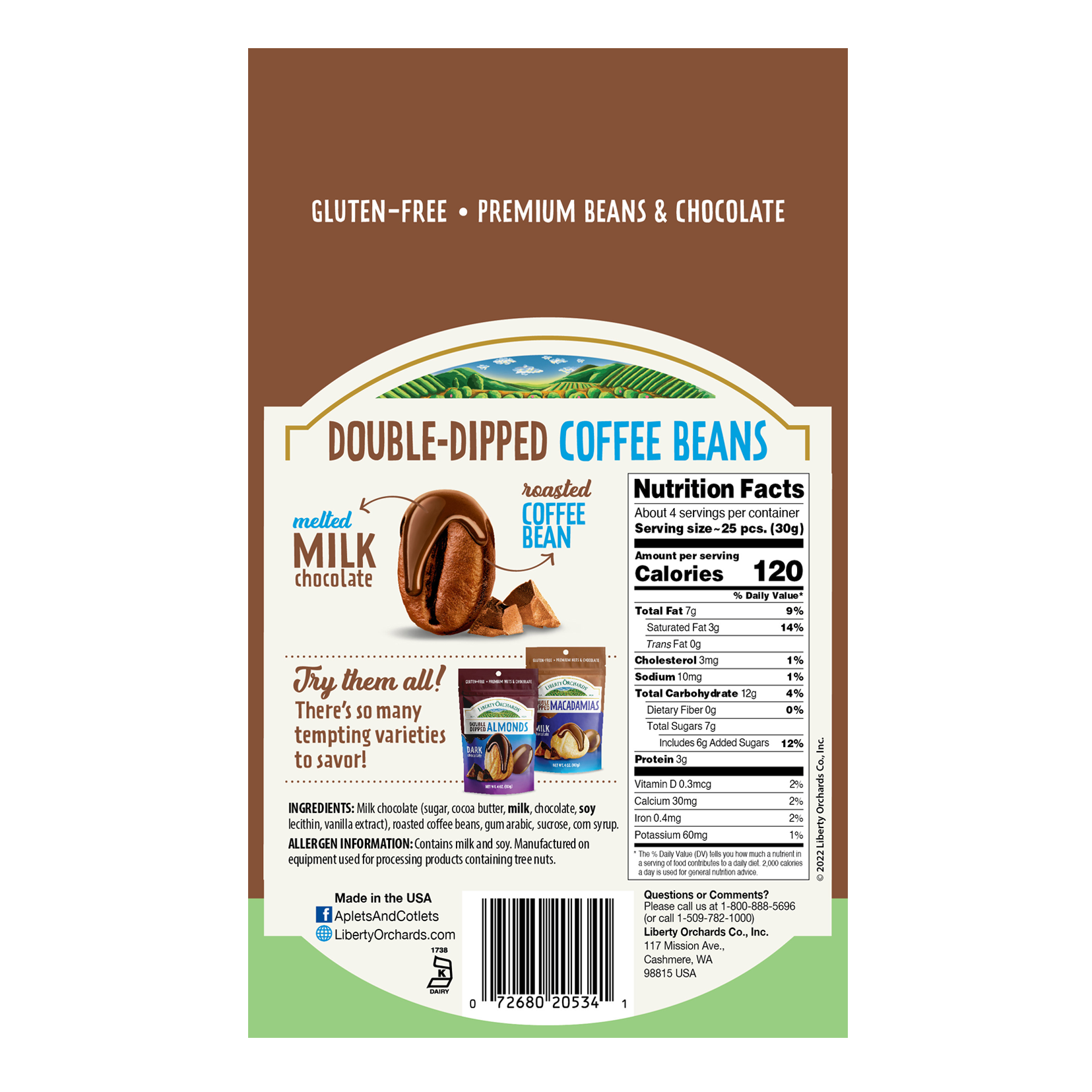 Milk Chocolate Coffee Beans - Liberty Orchards