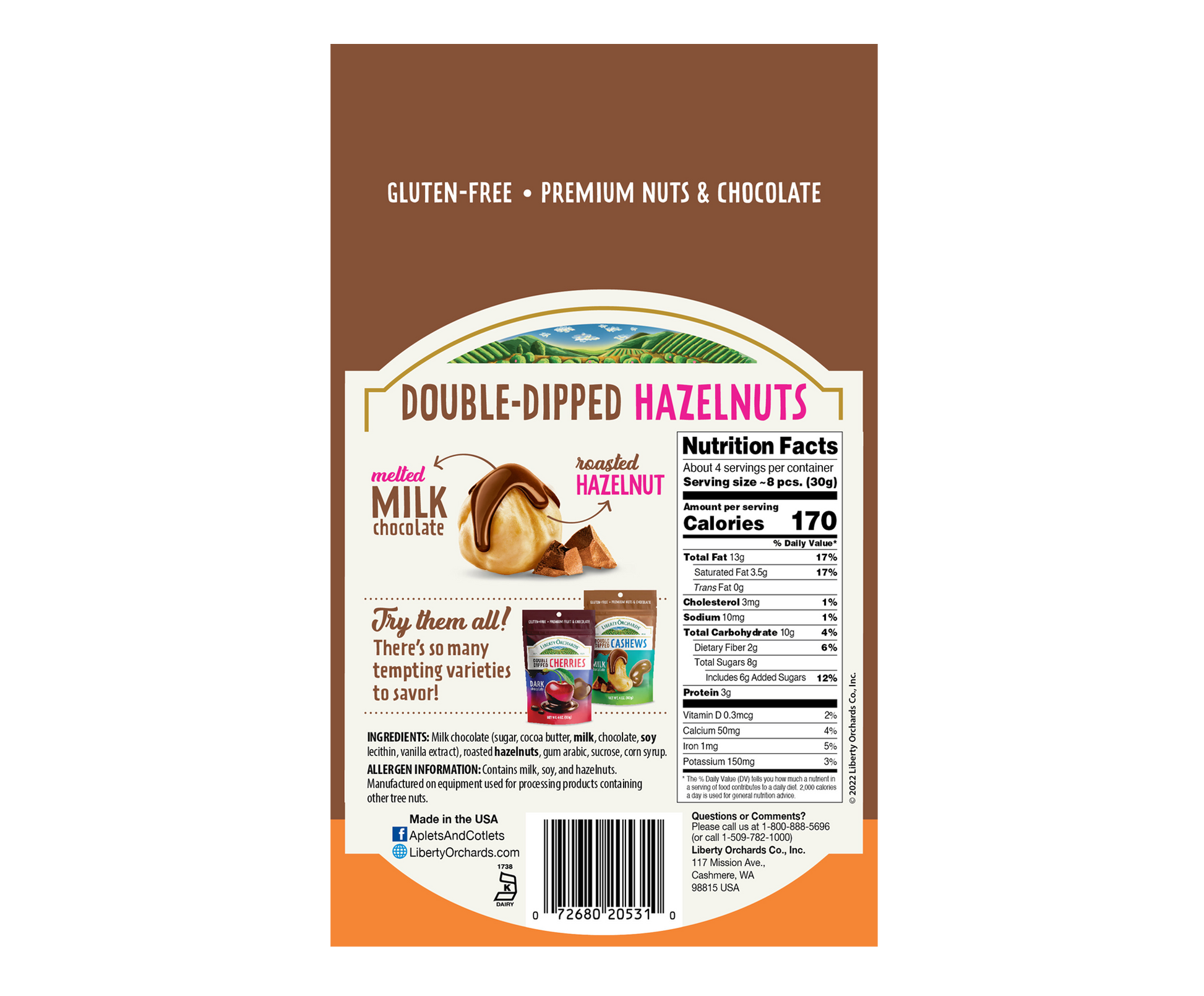 Milk Chocolate Hazelnuts - Liberty Orchards