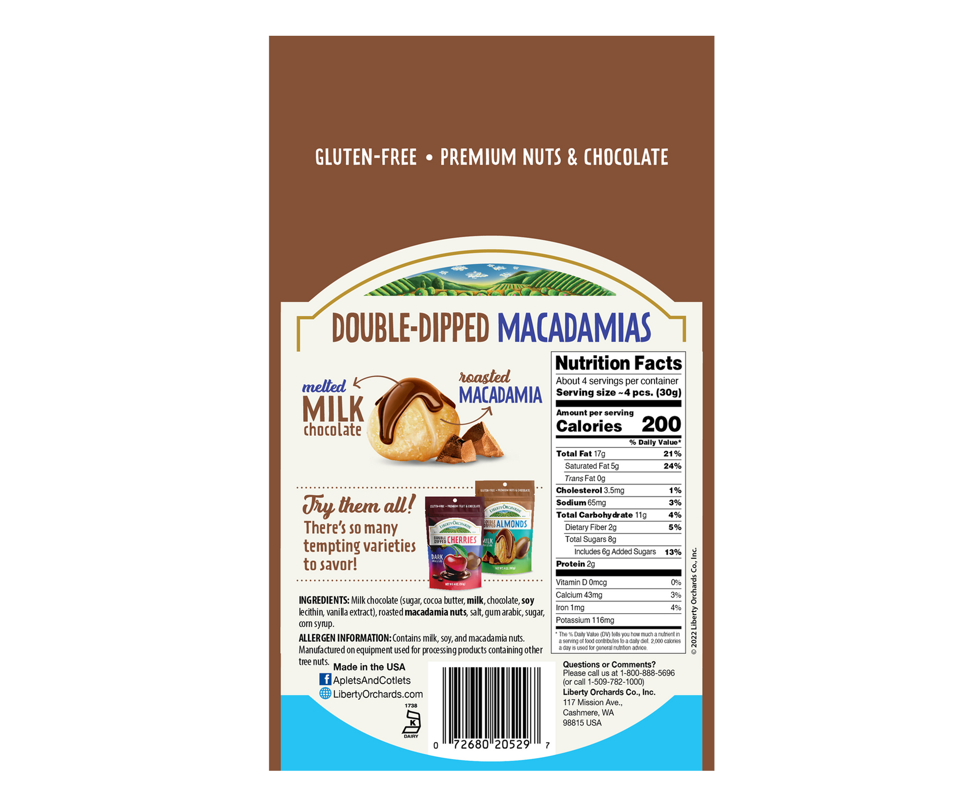 Milk Chocolate Macadamias - Liberty Orchards