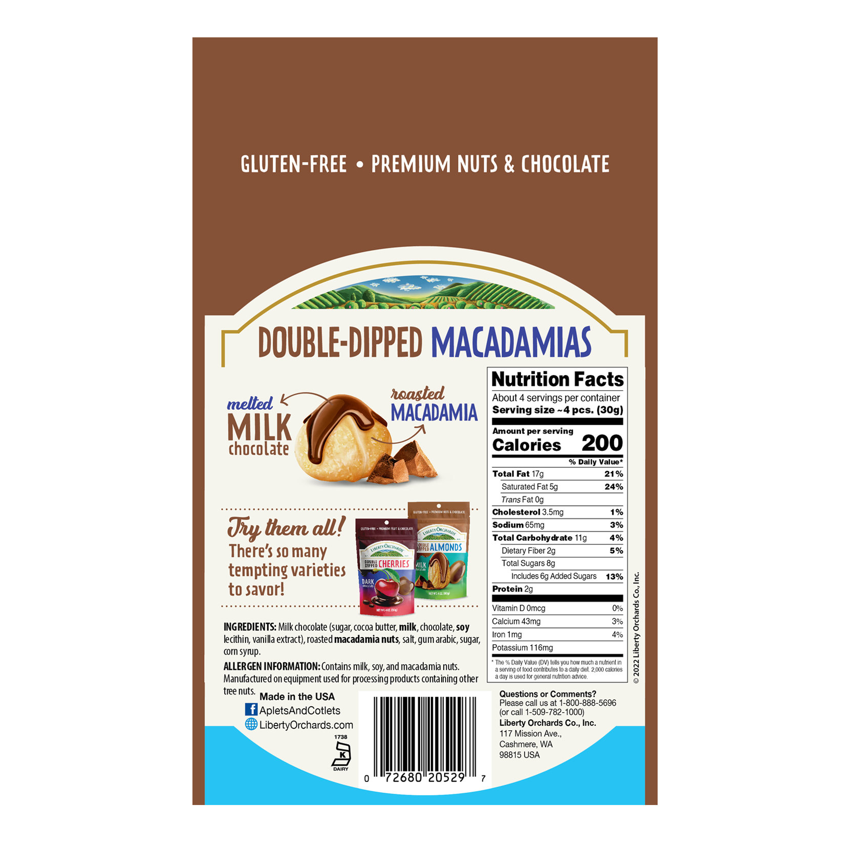 Milk Chocolate Macadamias - Liberty Orchards