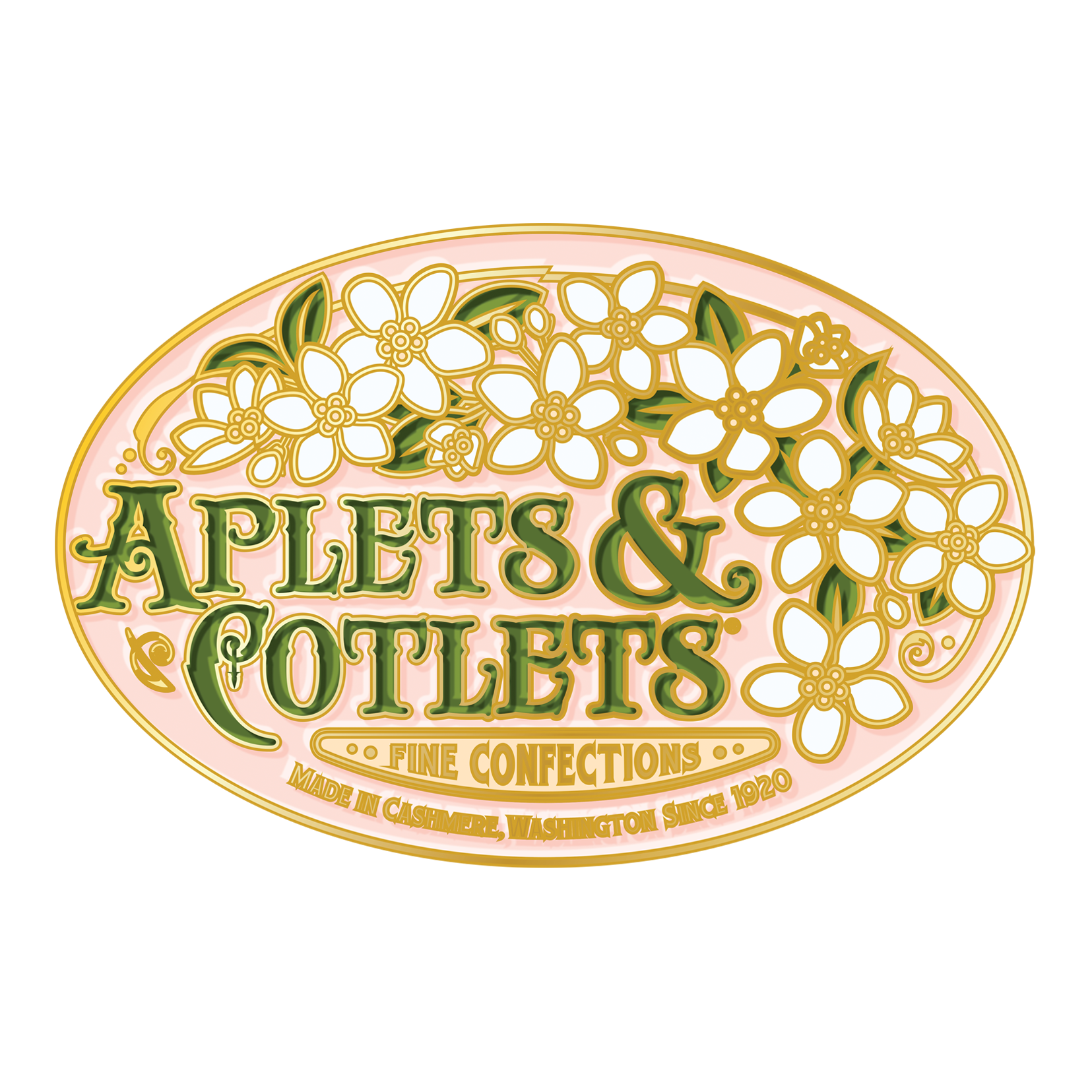 Vintage Aplets & Cotlets Pin (1.25” wide) - Liberty Orchards