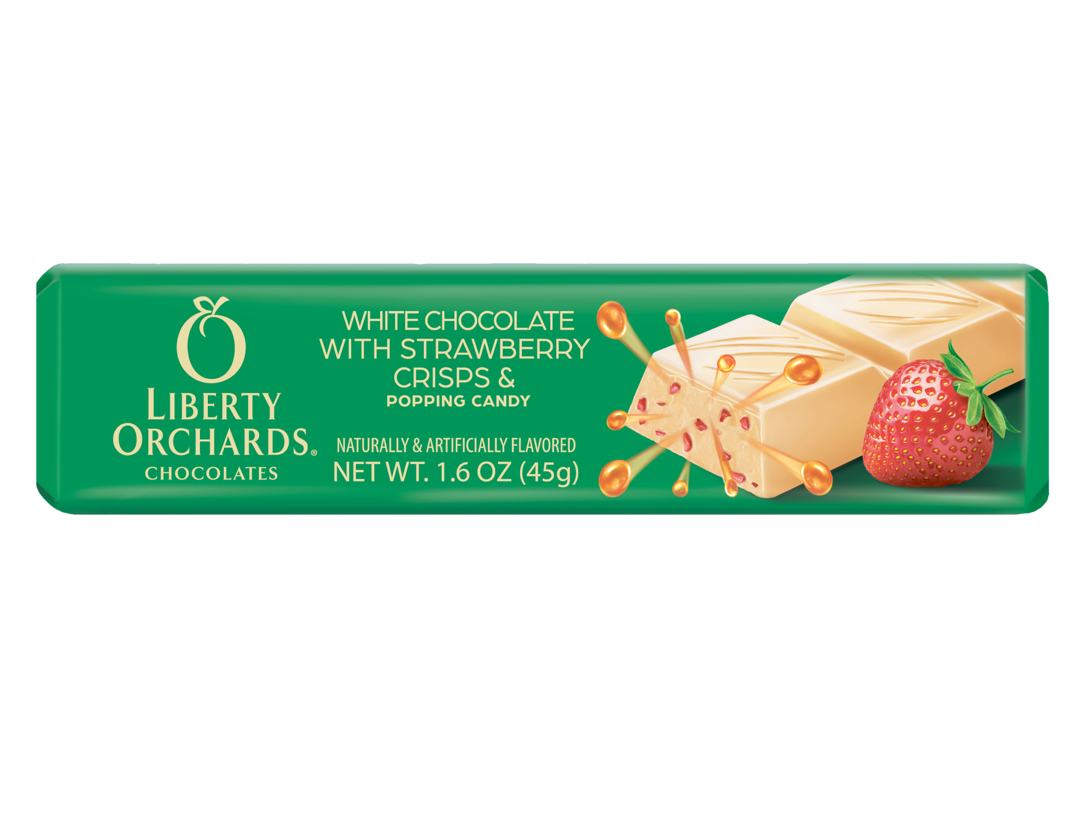 1.6oz White chocolate mini bar with Strawberry and Popping candy - Liberty Orchards
