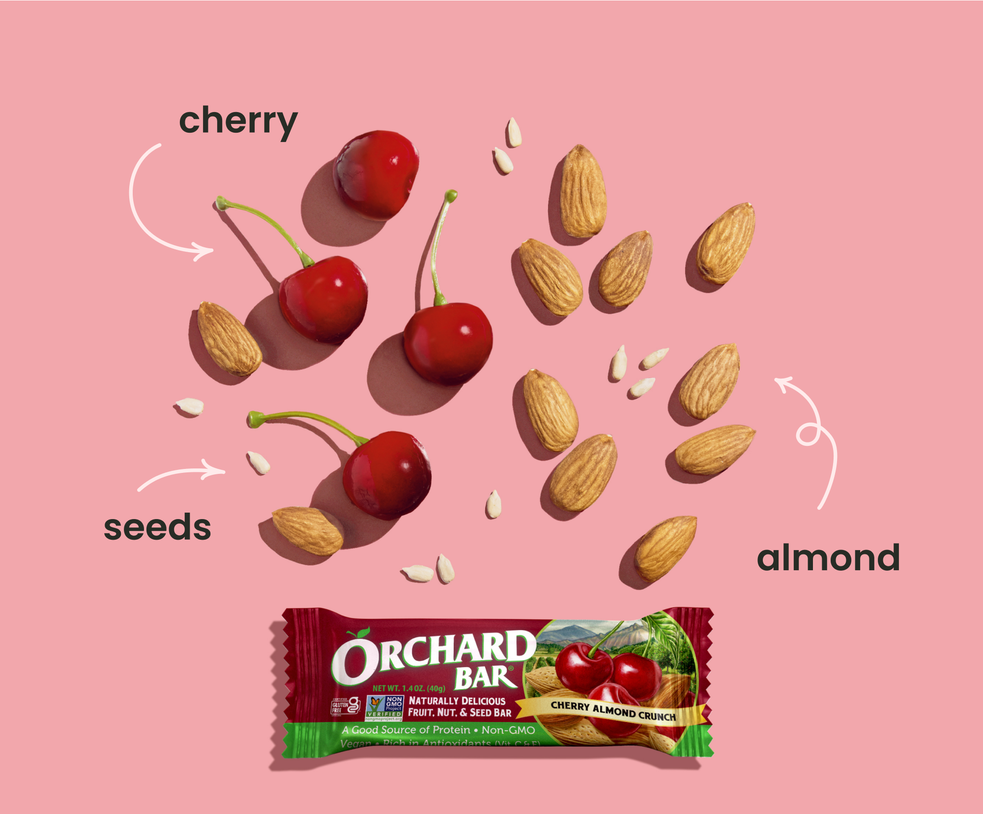 Cherry Almond Crunch bar with fresh cherries and almonds – natural fruit snack