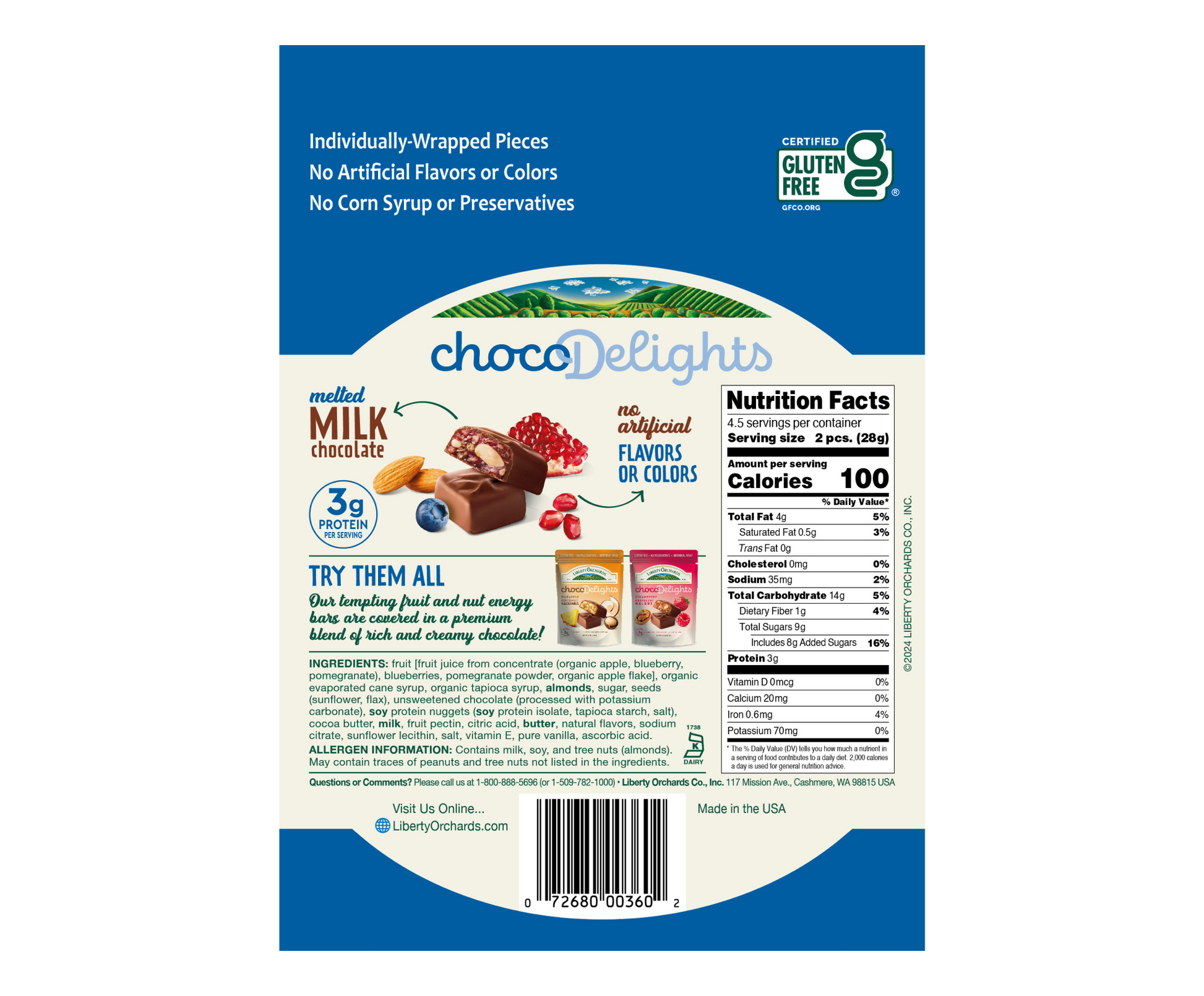 4.5oz ChocoDelights Blueberry-Pomegranate - Liberty Orchards