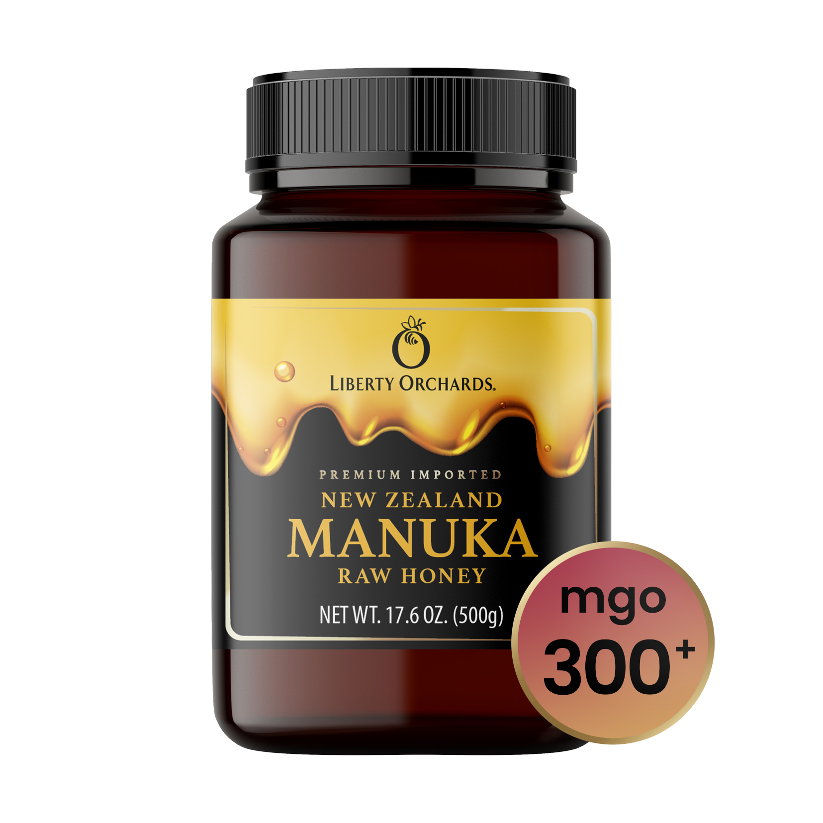 17.6oz MGO 300+ Manuka raw Honey - Liberty Orchards