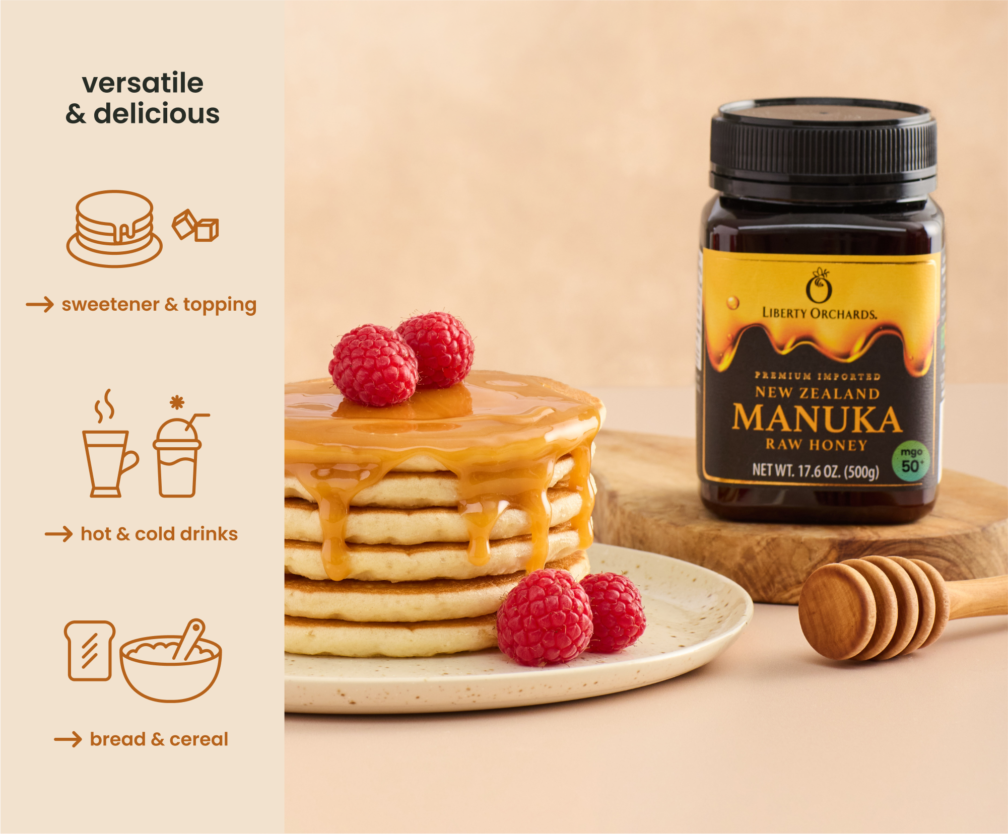 17.6oz MGO 50+ Manuka raw Honey - Liberty Orchards