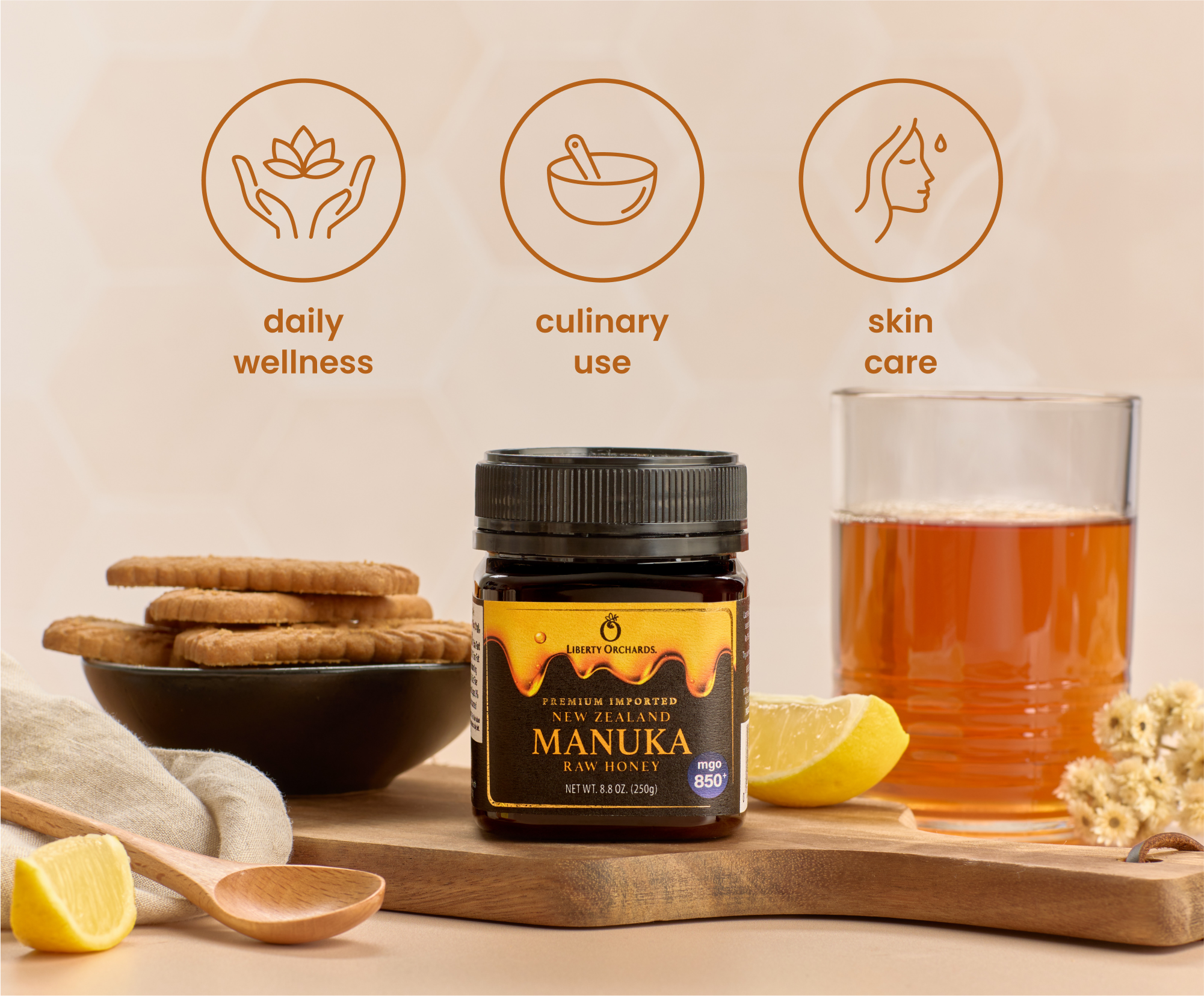 8.8oz MGO 850+ Manuka raw Honey - Liberty Orchards