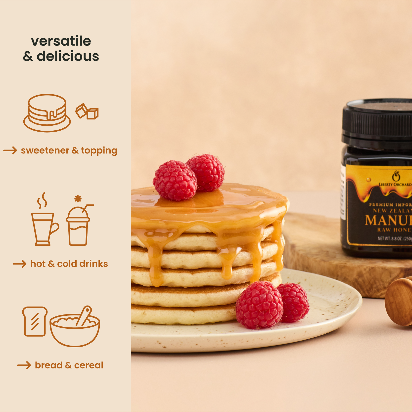 8.8oz MGO 850+ Manuka raw Honey - Liberty Orchards