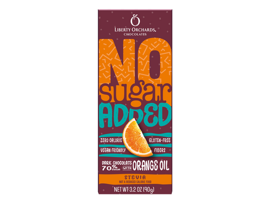 No Sugar Added Dark & Orange chocolate bar - Liberty Orchards