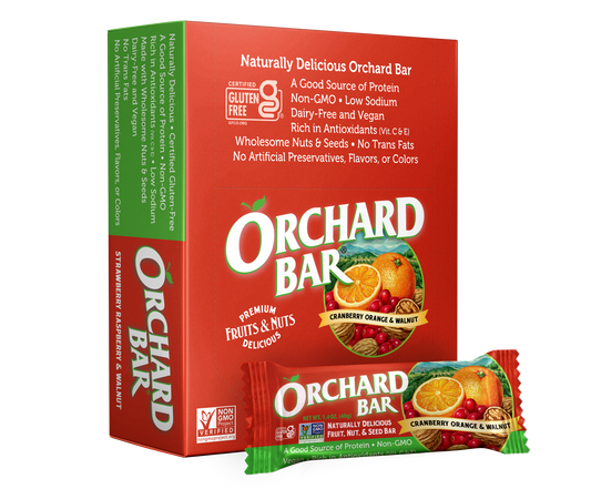 1.4 oz Cranberry Orange & Walnut Bars – fruit and nut snack with cranberries oranges and walnuts