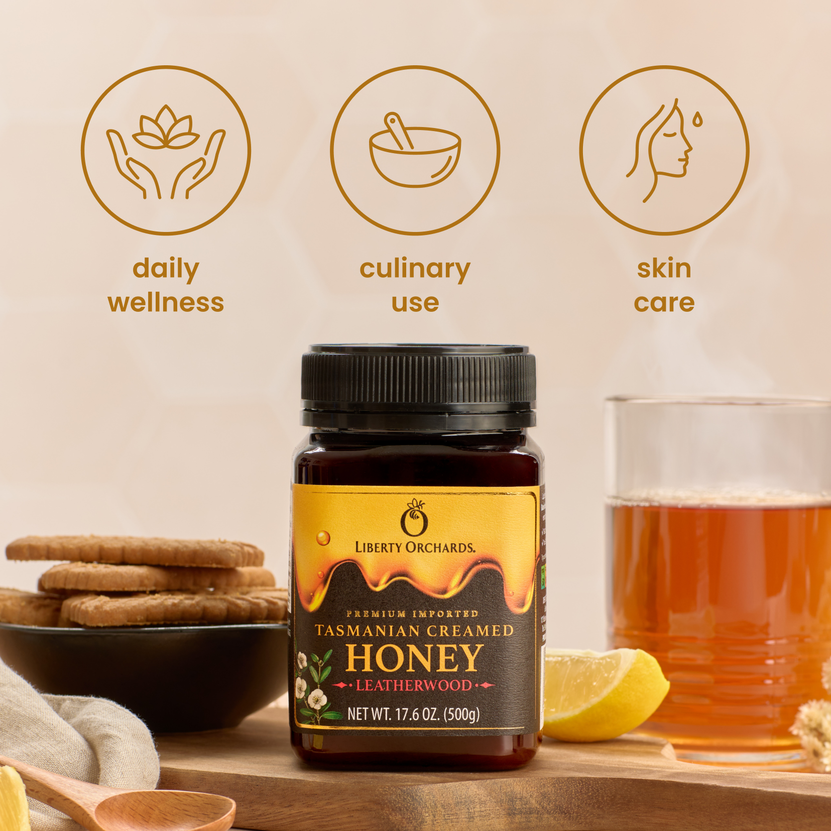 17.6oz Honey Leatherwood (creamed) - Liberty Orchards