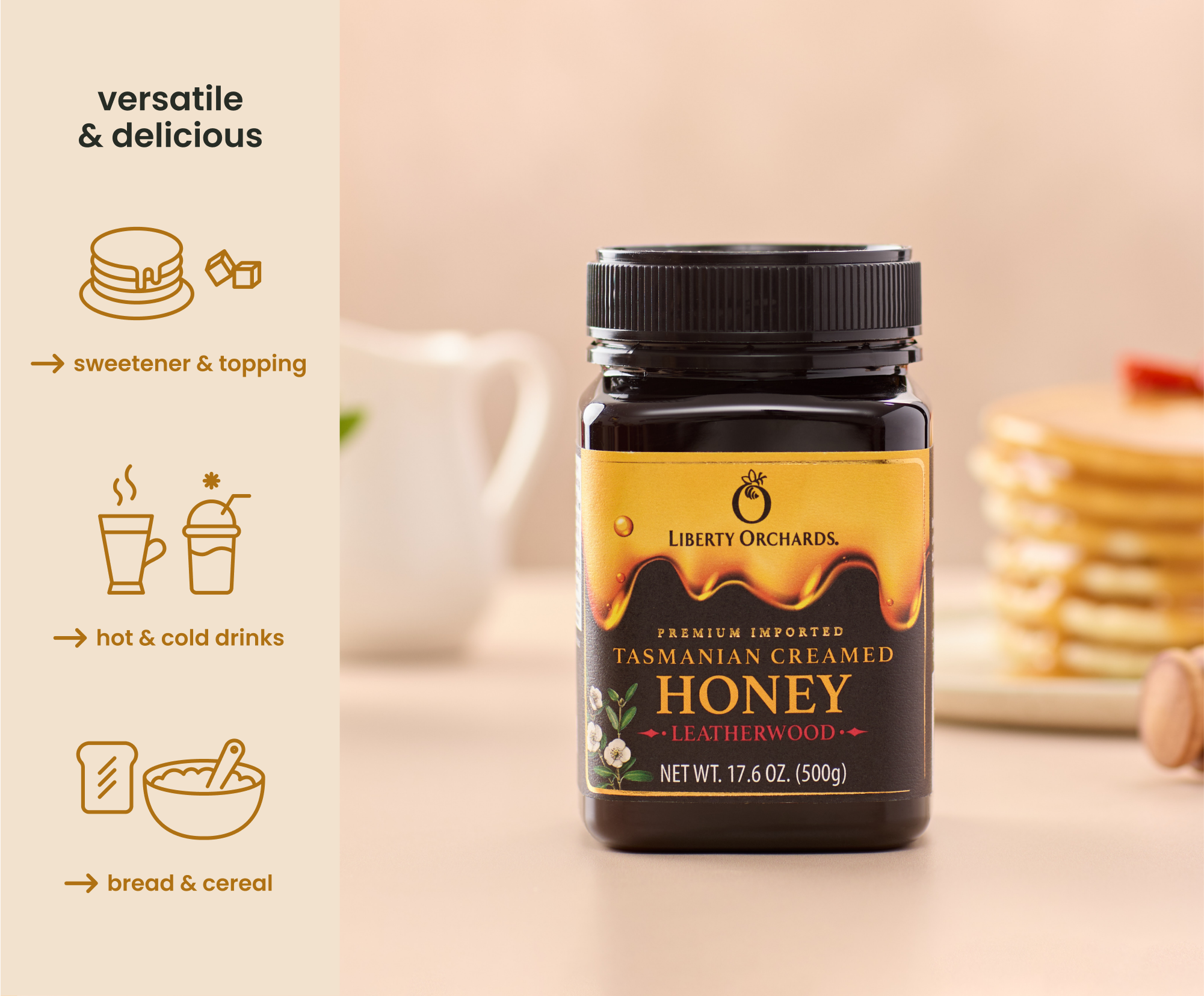 17.6oz Honey Leatherwood (creamed) - Liberty Orchards