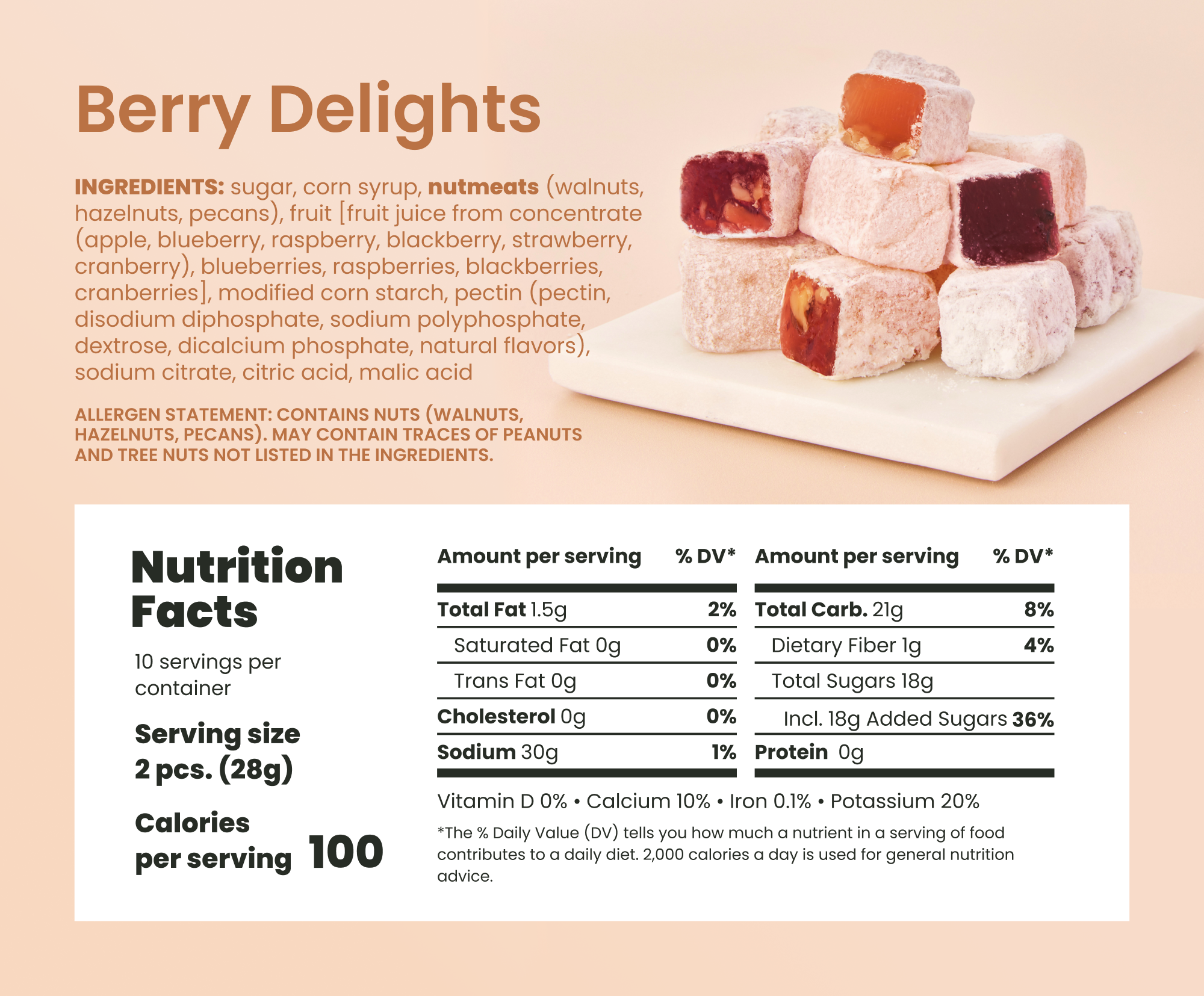 Berry Delights - Fruit & Nut Candies - ingredients