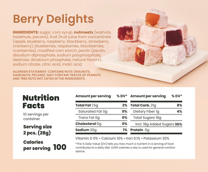 Berry Delights - Fruit & Nut Candies - ingredients