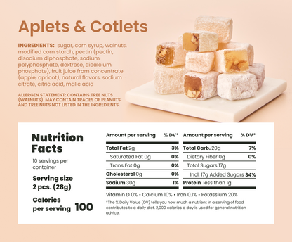 Underside view of wrapped Aplets & Cotlets candies in festive packaging