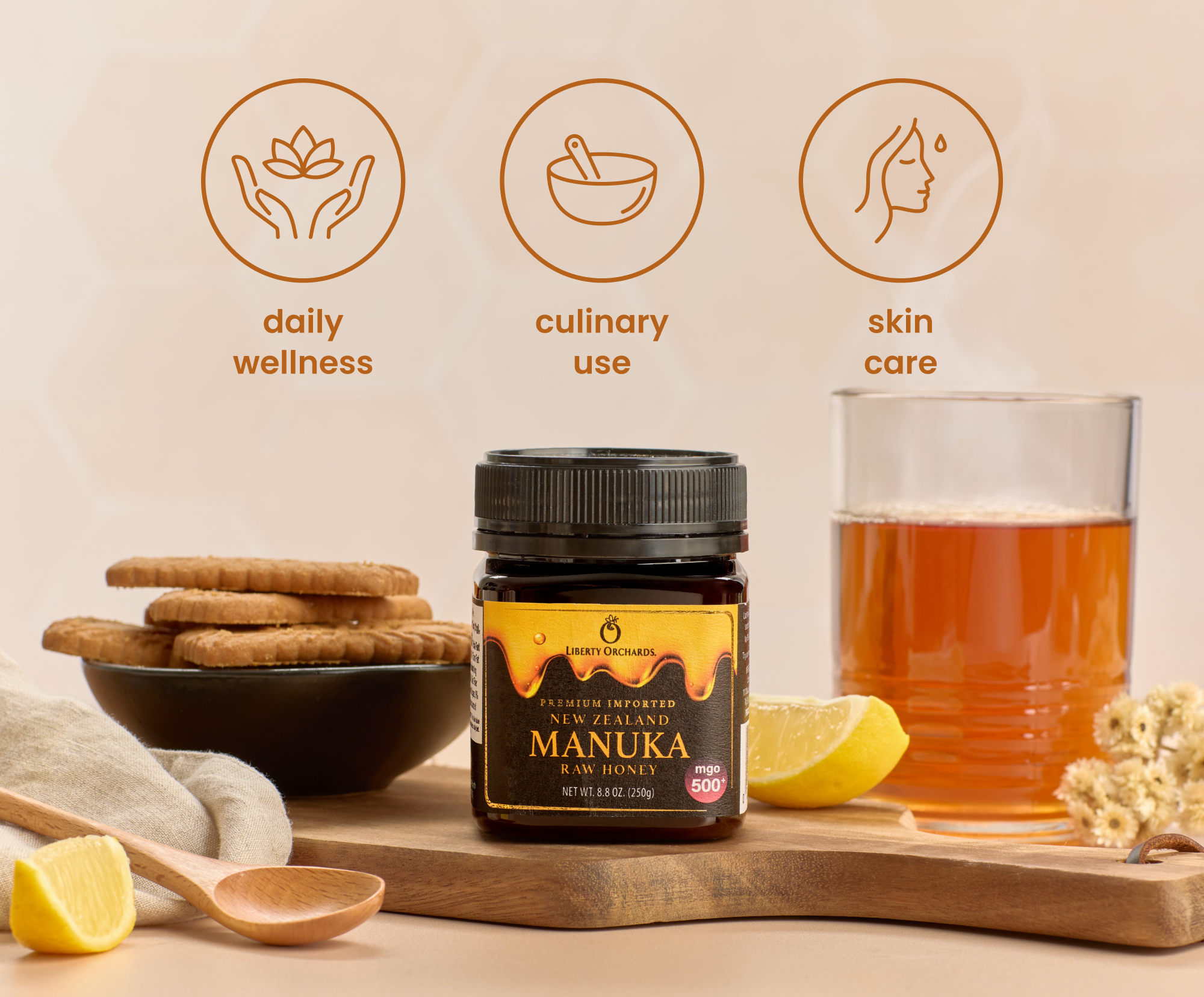 8.8oz MGO 500+ Manuka raw Honey - Liberty Orchards