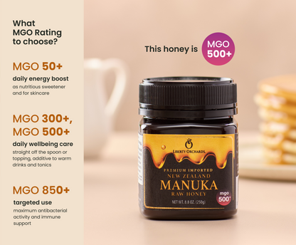 8.8oz MGO 500+ Manuka raw Honey - Liberty Orchards