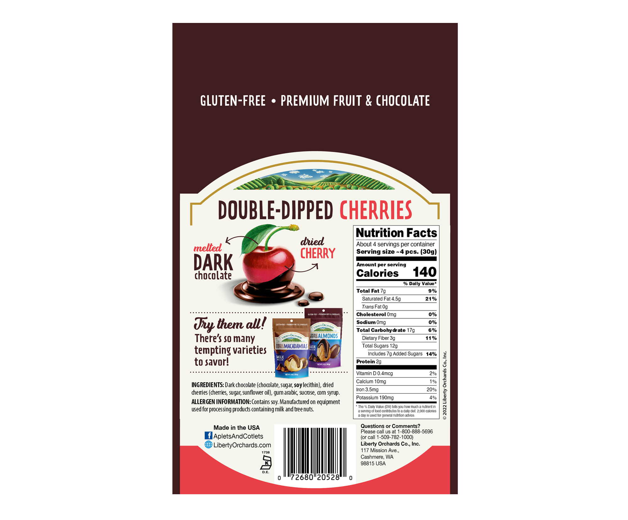 Dark Chocolate Cherries - Liberty Orchards