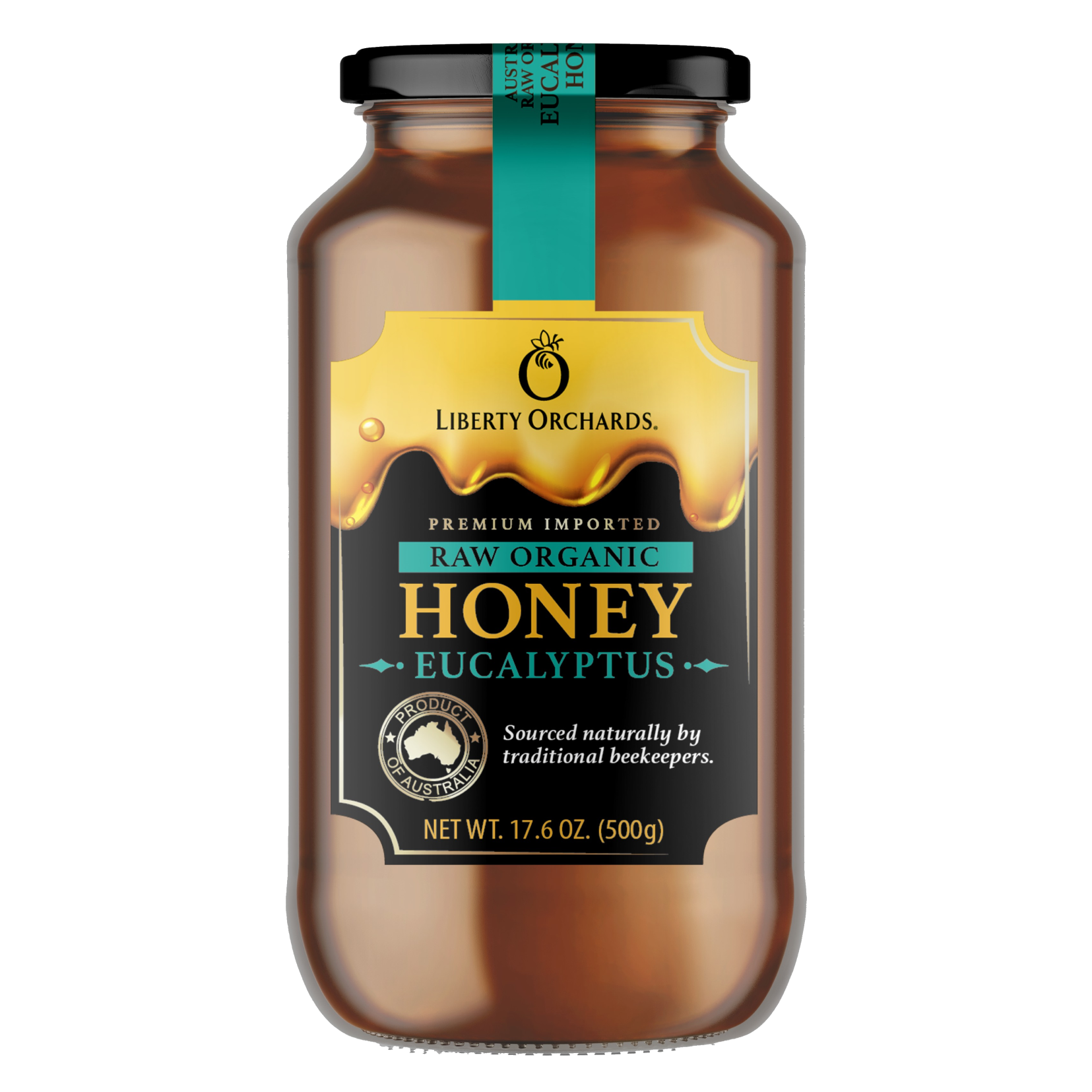 17.6oz Eucalyptus organic raw honey (glass jar) - Liberty Orchards