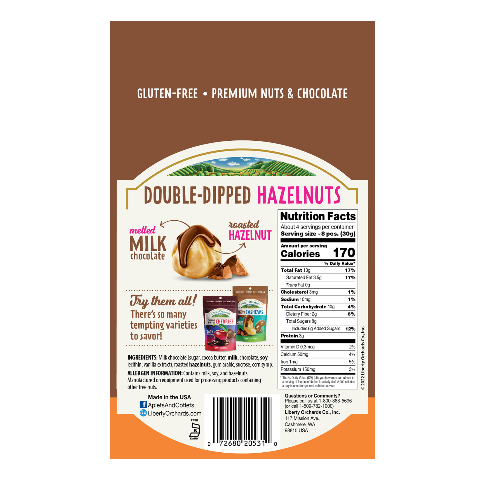 Milk Chocolate Hazelnuts - Liberty Orchards