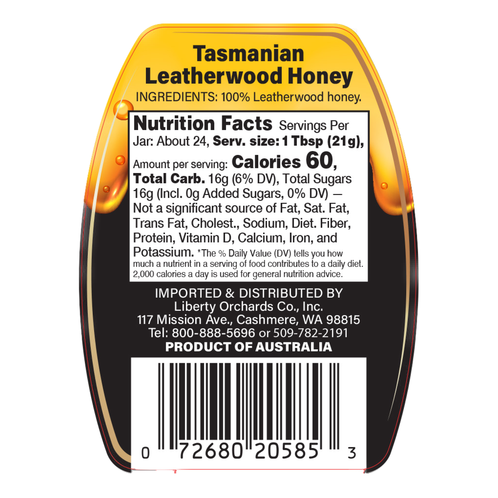 17.6oz Honey Leatherwood (squeeze bottle) - Liberty Orchards