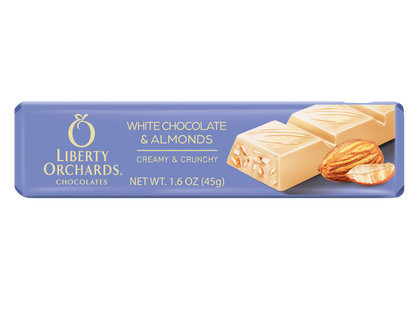 1.6oz White chocolate mini bar with Almonds - Liberty Orchards
