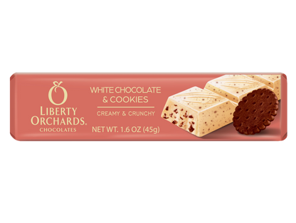 1.6oz White chocolate mini bar with Cookies - Liberty Orchards