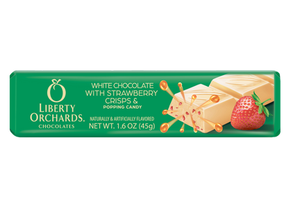 1.6oz White chocolate mini bar with Strawberry and Popping candy - Liberty Orchards