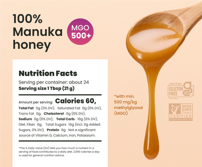 17.6oz MGO 500+ Manuka raw Honey - Liberty Orchards