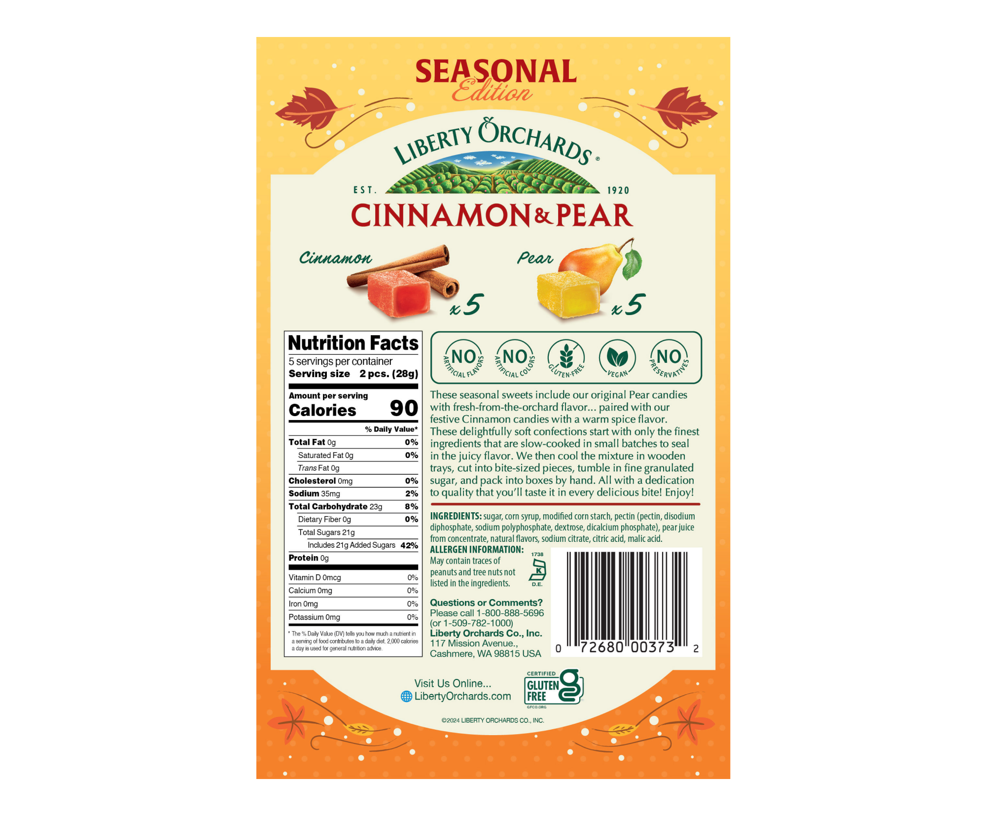 5oz Nut-Free Cinnamon & Pear - Liberty Orchards