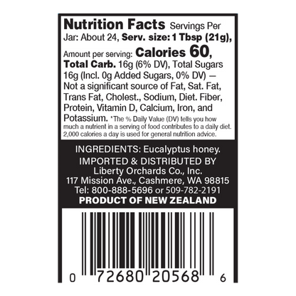 17.6oz Eucalyptus Honey cold extract (glass jar) - Liberty Orchards