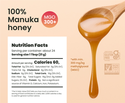 17.6oz MGO 300+ Manuka raw Honey - Liberty Orchards