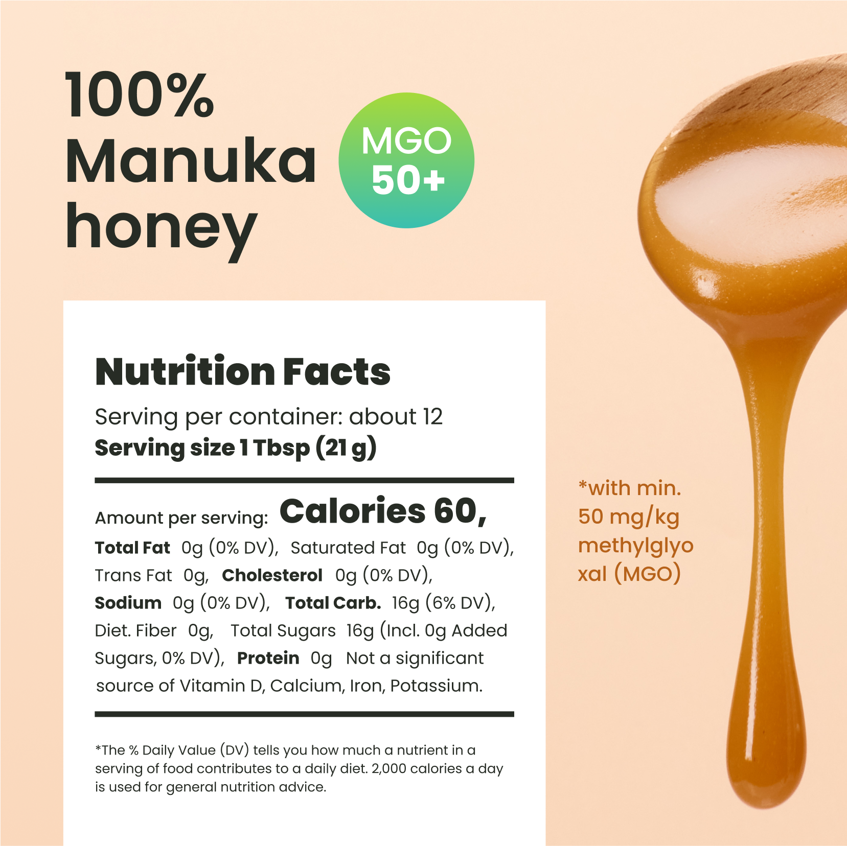 8.8oz MGO 50+ Manuka raw Honey - Liberty Orchards
