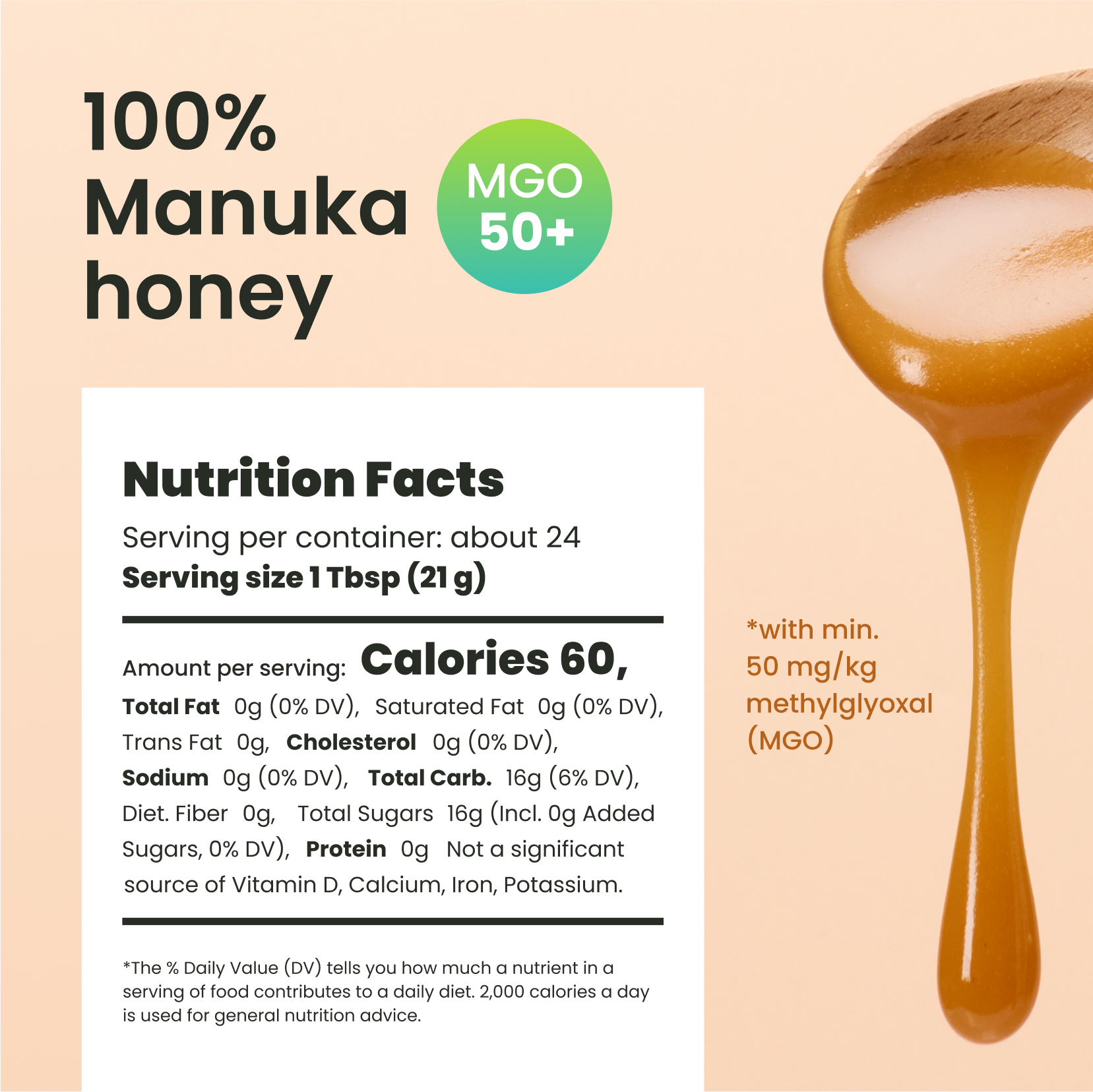 17.6oz MGO 50+ Manuka raw Honey - Liberty Orchards
