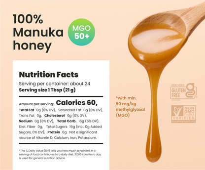 17.6oz MGO 50+ Manuka raw Honey - Liberty Orchards