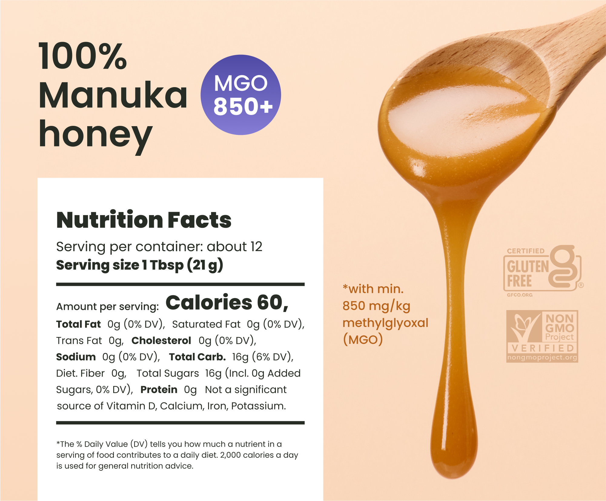 8.8oz MGO 850+ Manuka raw Honey | Liberty Orchards