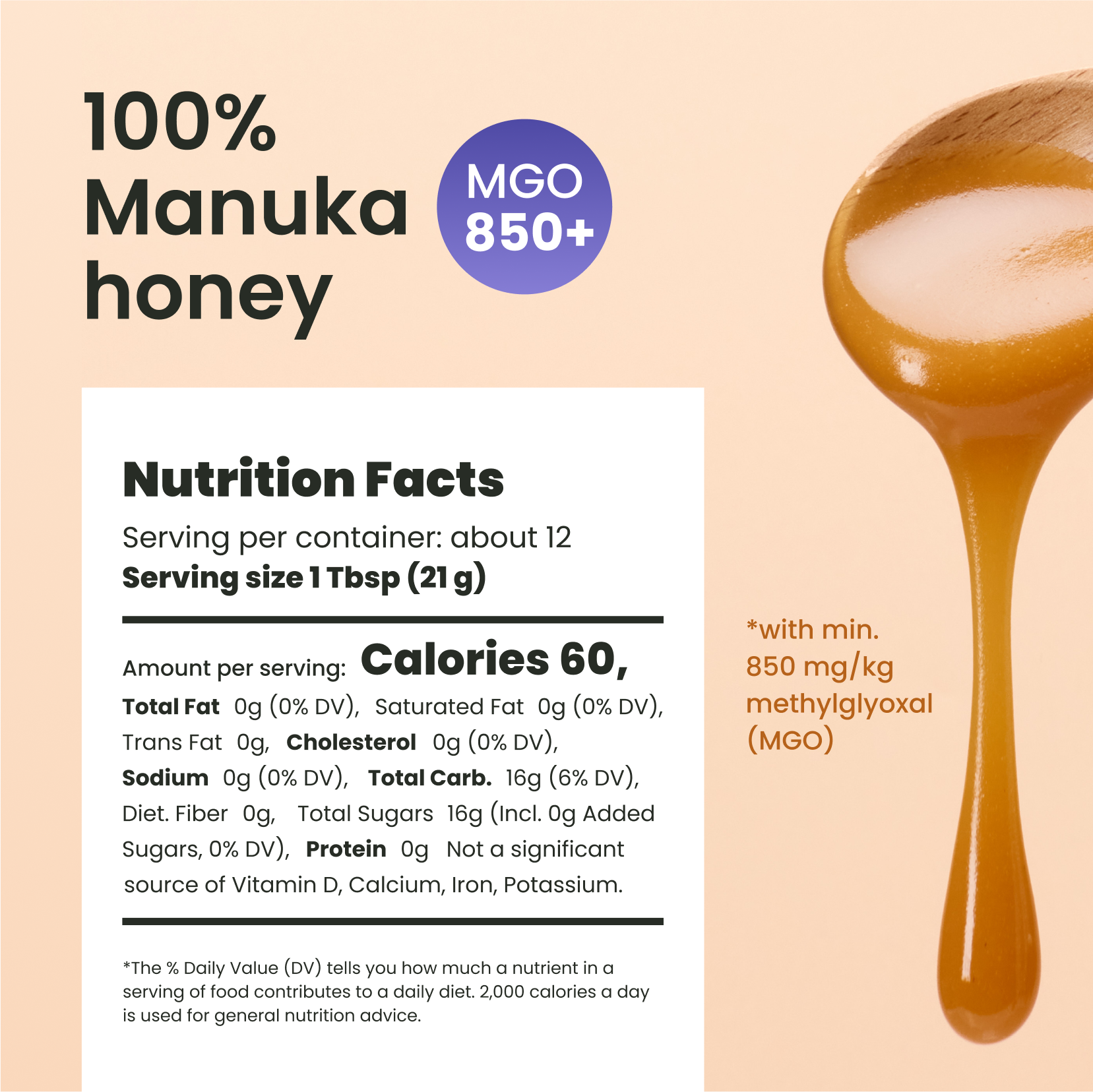8.8oz MGO 850+ Manuka raw Honey - Liberty Orchards