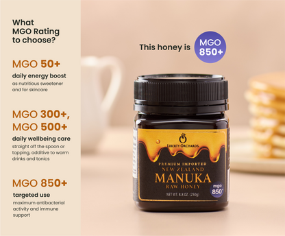 8.8oz MGO 850+ Manuka raw Honey - Liberty Orchards
